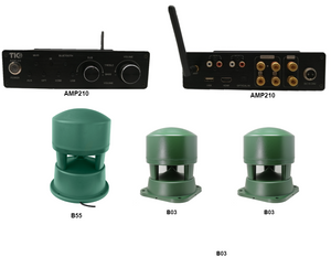 Amplifier, Outdoor Subwoofer & Outdoor Speakers bundle - TIC AMP210, B55 & B03 (2 pcs.)