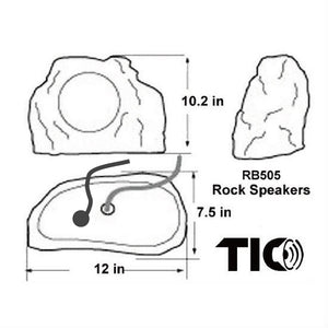 TIC RB505 - Bluetooth5 Surface-mount Rock speaker 6.5" 2x50W (Pair)