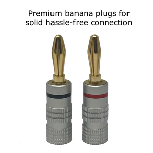 Premium 24K Gold Plated Copper Speaker Wire Banana Plug Connectors (12-pack / 6 pairs)
